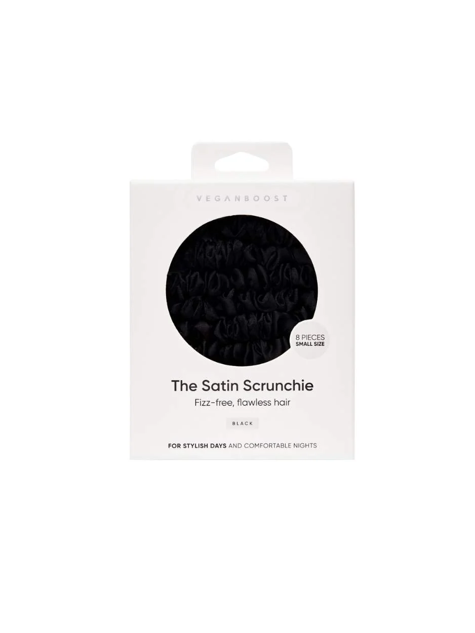 Satijnen Scrunchies Dun - Zwart